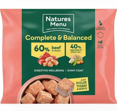 NM Natures Menu Raw Meals 60/40 BEEF AND CHICKEN With Vegetables And Brown Rice nmnbl