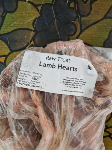 RT Raw Treat Lamb Hearts 5 hearts 1KG