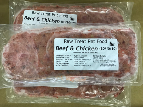 RT Minced Beef & Chicken Raw Treat Pet Food 500g