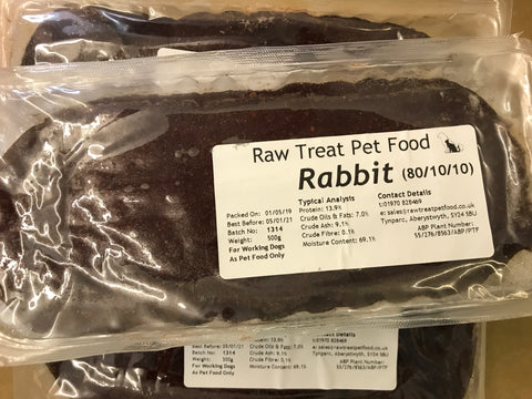 RT Minced Rabbit Raw Treat Pet Food 500g