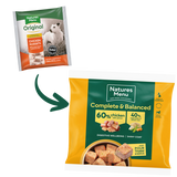 NATURES MENU RAW MEALS  60/40 CHICKEN WITH SALMON, VEGETABLES AND BROWN RICE 500G FOR ADULT DOGS