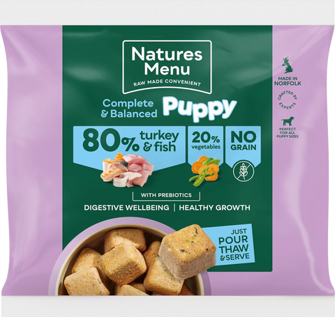 NM NATURES MENU COUNTRY HUNTER RAW NUGGETS TURKEY AND FISH FOR PUPPIES