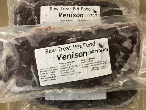 RT Minced Venison Raw Treat Pet Food 500g