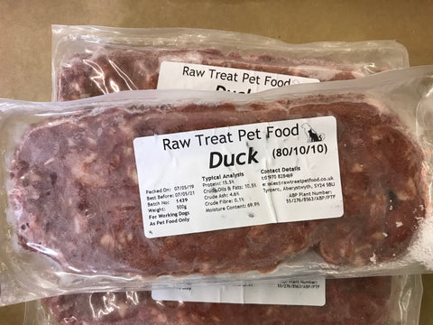 RT Minced Duck Raw Treat Pet Food 500g