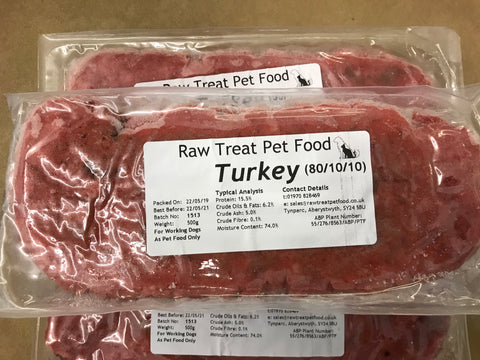 RT Minced Turkey Raw Treat Pet Food 500g